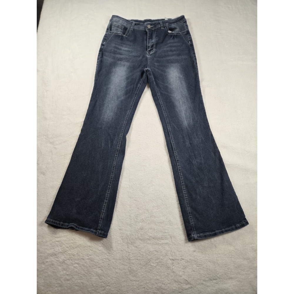 Women Jean Size 12 Unbranded Stretch Boot Cut Angel Wings Embroidery